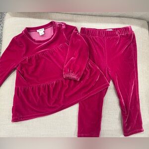 J.Crew Crewcuts Velvet Toddler Girl Set in Vibrant Pink
